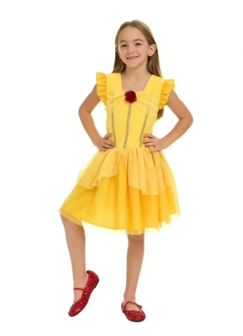 Disney Girls Belle Beauty & The Beast Halloween Costume Cosplay Dress Size 6